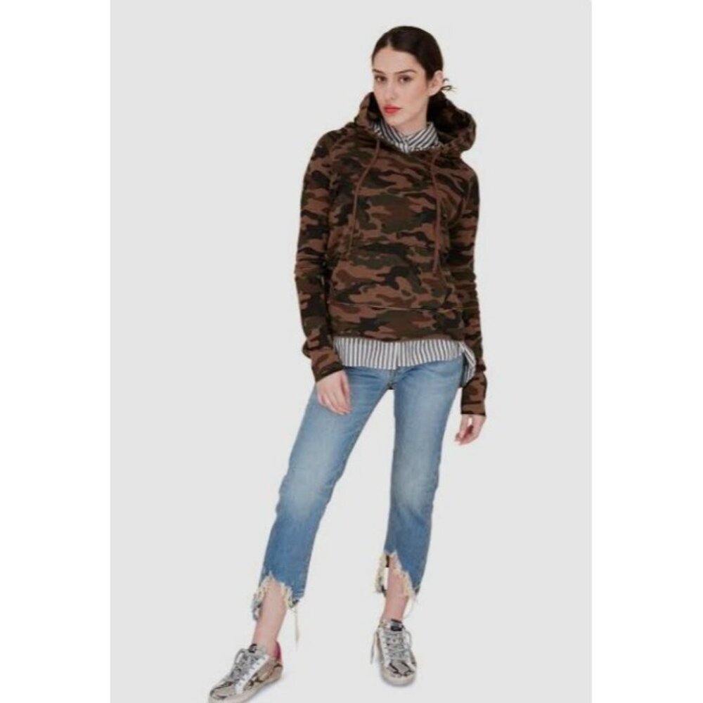 NWT $325 Nili Lotan Janie Camo Hoodie Brown Camouflage Print Size XS